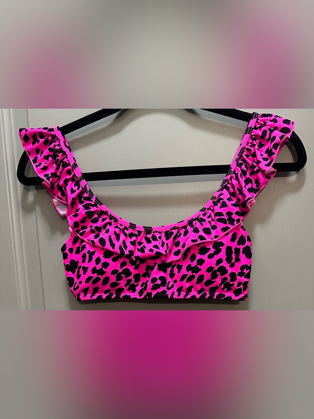 Cabana del Sol Pink/Black Bikini Top NWOT